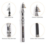 Lixada Telescopic full kit fishing rod gear +spinning reel+ line lures hooks with bag
