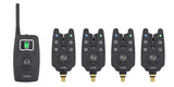 Wireless fishing bite alarm 1+4 set with 4pcs illuminated swinger in  EVA case for carp fishing B1203S