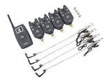 Wireless fishing bite alarm 1+4 set with 4pcs illuminated swinger in  EVA case for carp fishing B1203S