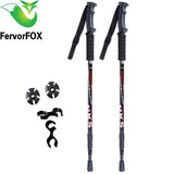 2Pcs/lot of telescopic anti shock nordic walking sticks with rubber tips protectors